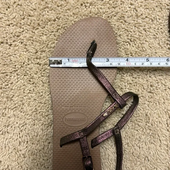 EUC Havaianas Womens metallic leather ankle strap sandals Sz 6 or EU 37/38 - Picture 9 of 10